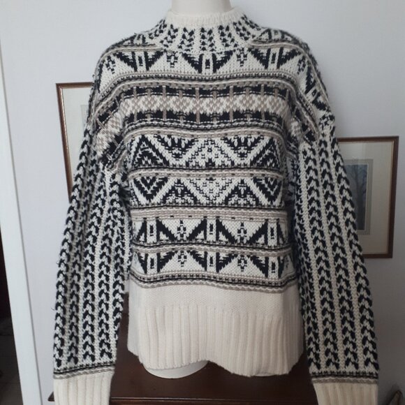 Sweater - Sz L - Cream, Black, Tan - Bootlegger - Picture 1 of 6